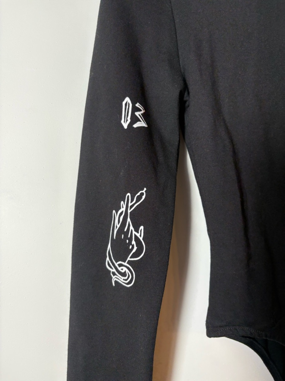 Maniere De Voir Black Zipper Graffiti Bodysuit Size US 4 New Goth, Punk, Emo - Picture 10 of 12
